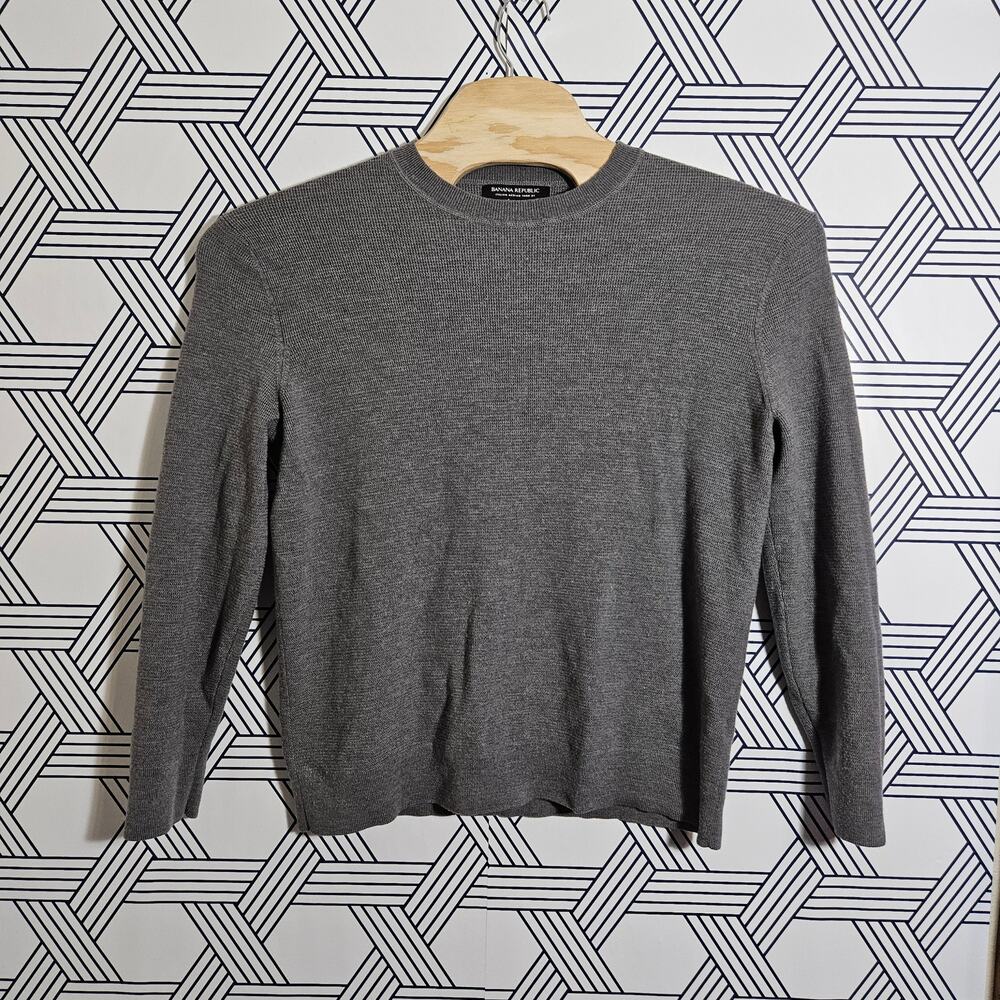 Banana Republic Baruffa Italian Yarn Wool Quiet Luxury Mens Classic Crewneck